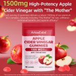 ArtoaLabs Gummies au Vinaigre de Cidre de Pomme 1500mg avec "La Mère" – Enrichies en Vitamines B6, B12, Folate et Iode – Soutien Perte de Poids, Digestion et Énergie – Sans OGM, Sans Gluten et Végan – 90 Gummies