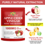 SoloTree Gummies au Vinaigre de Cidre de Pomme 1000mg avec "La Mère" – Enrichies en Vitamines B6, B12, Folate et Iode – Soutien Métabolisme, Digestion et Énergie – Végan, Sans Gluten et Non-OGM – 90 Gummies (Cure de 30 Jours)