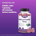 Mélatonine 5mg (60 Gummies) – Aide au Sommeil Naturelle et Sans Accoutumance – Arôme Myrtille – Formule Clean pour S'endormir Plus Vite et Se Réveiller Reposé – 100% Naturel