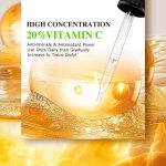 Sérum Vitamine C 20% Haute Concentration – Anti-Âge, Anti-Rides & Éclat – Enrichi en Vitamine E, Acide Féruleique & Collagène – ATOANY – 60ml – Image 5