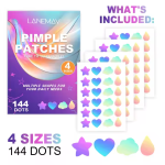 Lanemay Pimple Patches – 144 Patchs Hydrocolloïdes Formes Amusantes – Soin Purifiant & Réparateur Anti-Acné