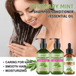 Kit de Soin Capillaire LANEMAY Rosemary Mint (3-en-1) – Shampoing, Après-Shampoing et Huile Essentielle au Romarin et Menthe – Fortifiant, Hydratant et Stimulant pour la Repousse – Infusé à la Biotine et Kératine – Image 3