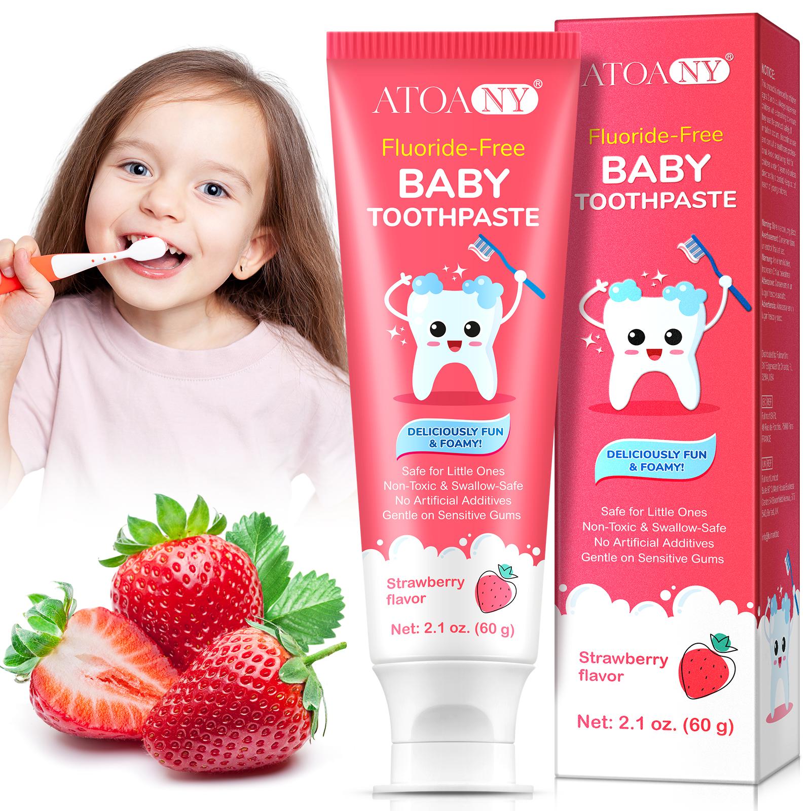 gvc.product.image_.1773514493935.cf833763-1aaa-43a6-b4ac-c7596729a93d.jpeg Dentifrice pour Bébé ATOANY – Sans Fluor, Comestible & Goût Fraise, Soin Doux pour Dents de Lait (60g) – Image 1