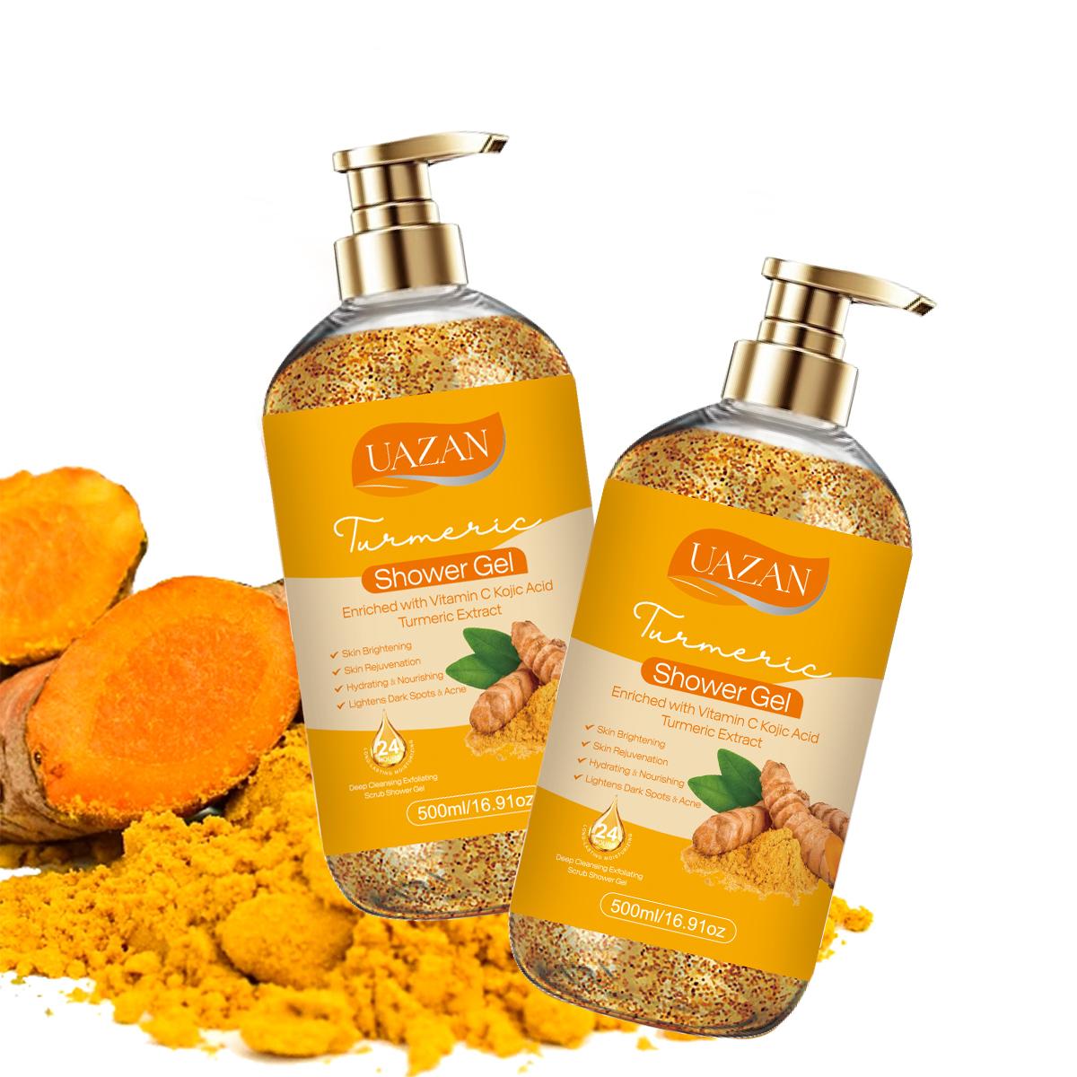 gvc.product.image_.1773684813046.c84eb832-0030-4d65-b0db-b4bab7227962.jpeg UAZAN - Gel Douche Clarifiant au Curcuma (500ml) - Enrichi en Vitamine C & Acide Kojique – Image 1