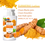 Lotion Corporelle Clarifiant au Curcuma et Acide Kojique (300ml) – Anti-Taches, Hydratation Intense et Protection SPF 50 – Pour une Peau Lisse et Éclatante – Image 4