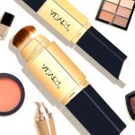 Fond de teint stick 2-en-1, correcteur et fond de teint à couleur changeante, avec pinceaux cosmétiques, blanc ivoire
