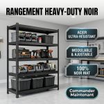 Étagère Démontable réglable 5 niveaux - Heavy-Duty – Style Noir Mat – Image 3